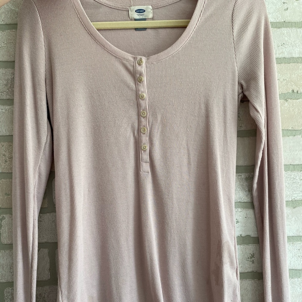 Button up ribbed long sleeve soft tee